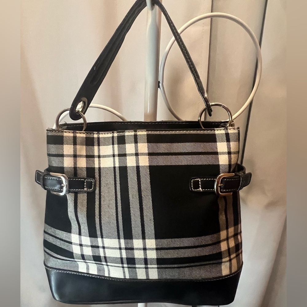 Tommy Hilfiger Vintage Black & White Plaid Shoulder Bag | Classic Y2K - Picture 2 of 12